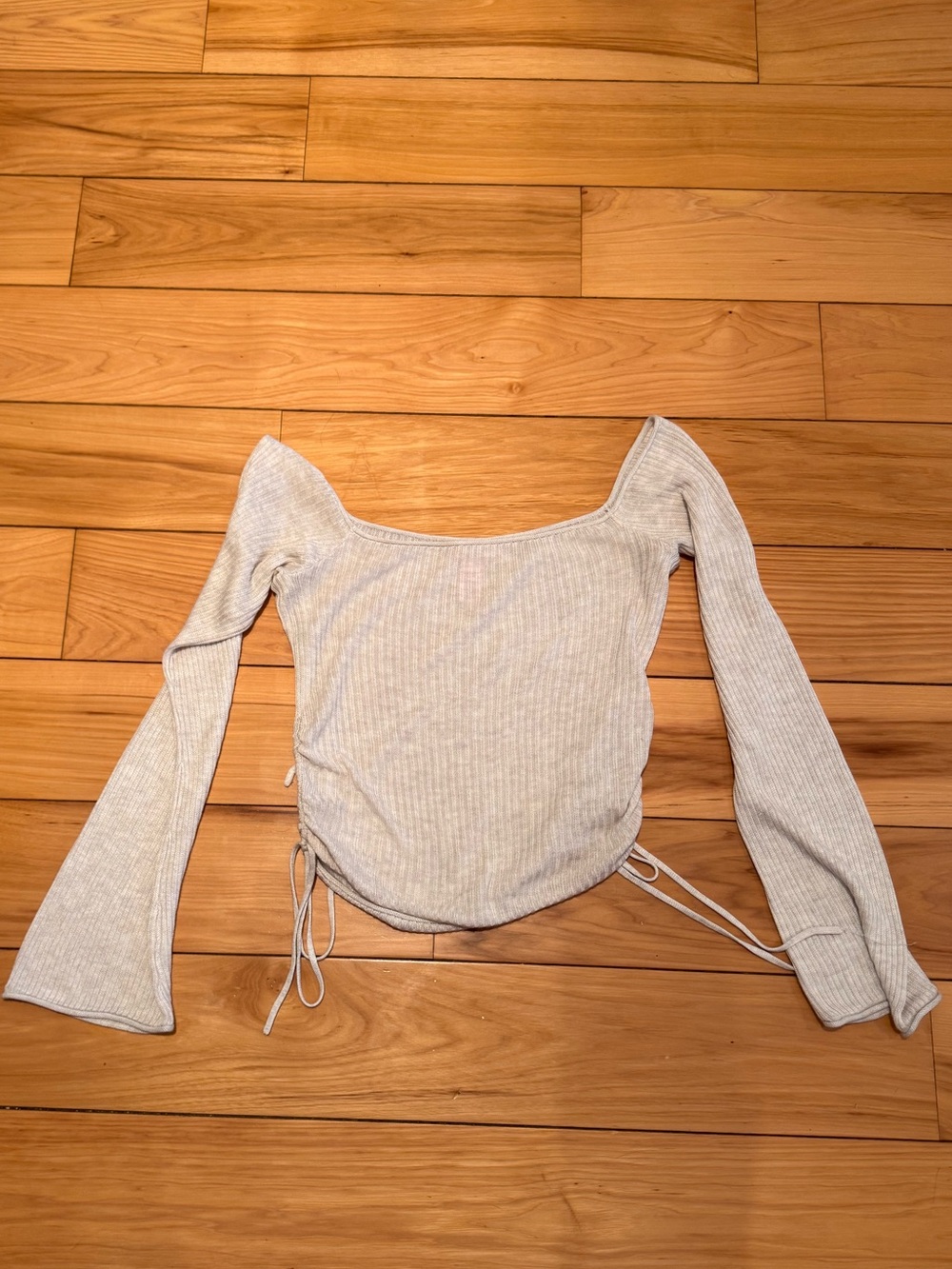 PINK Victoria's Secret Light Gray Ribbed Scoop Crop Top